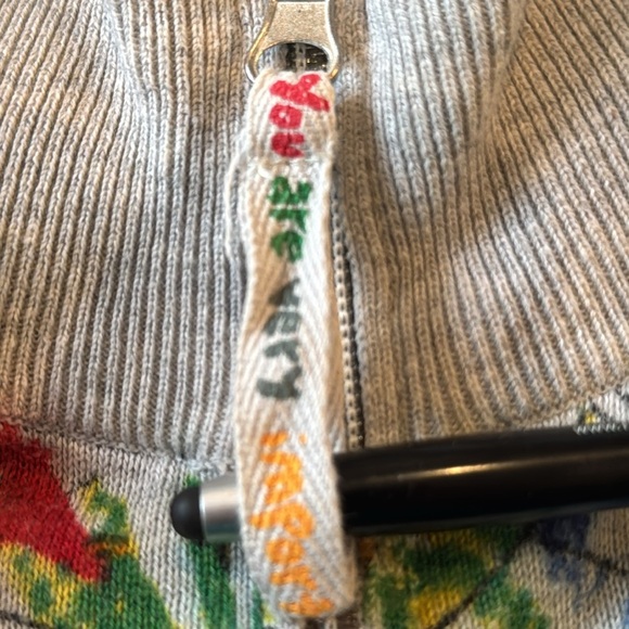 Desigual Artsy Gray Multi Zippered Cotton Knit Jacket Size Medium - Picture 3 of 12